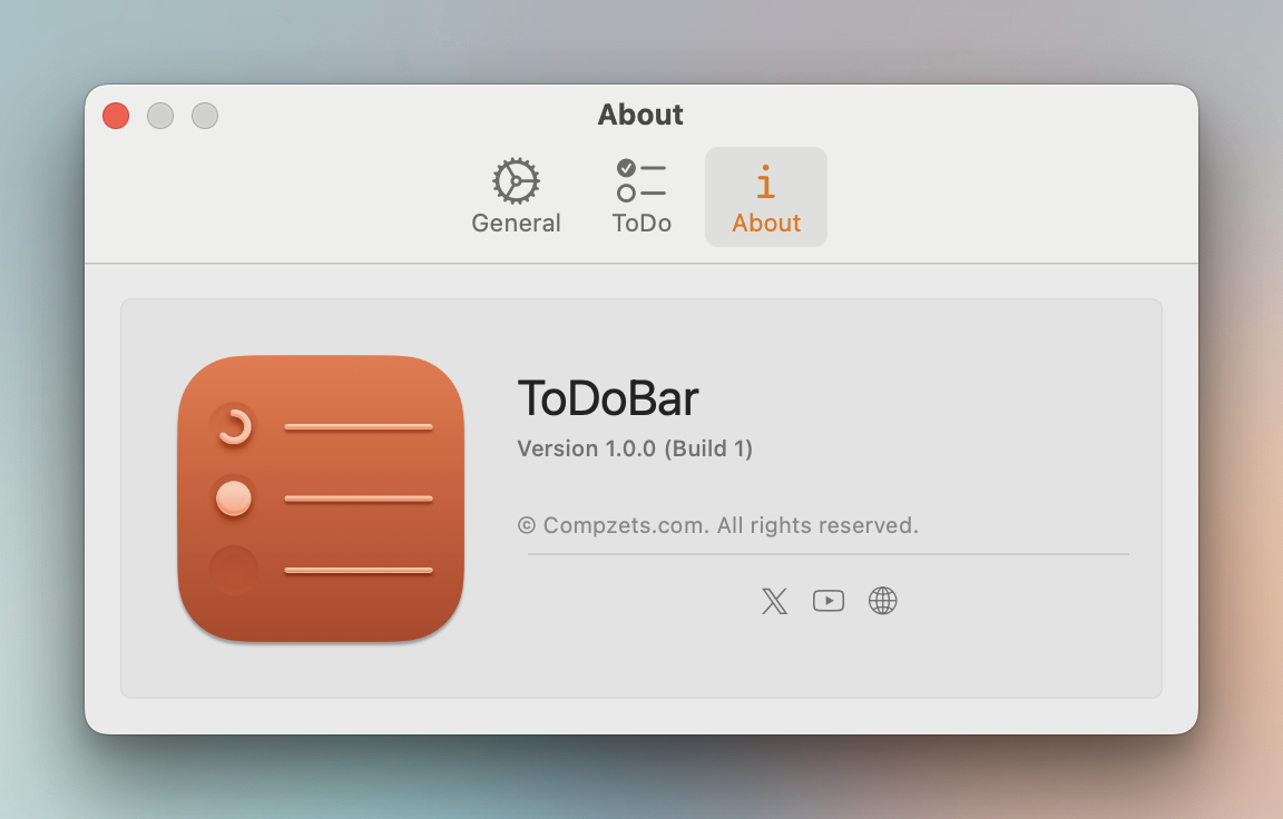 todobar about window